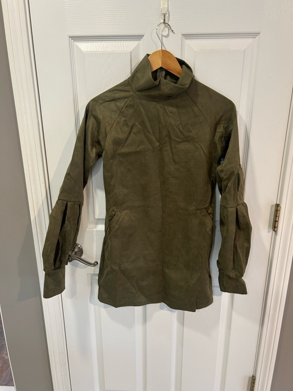 Olive Green Turtleneck Mini Dress - Picture 4 of 6